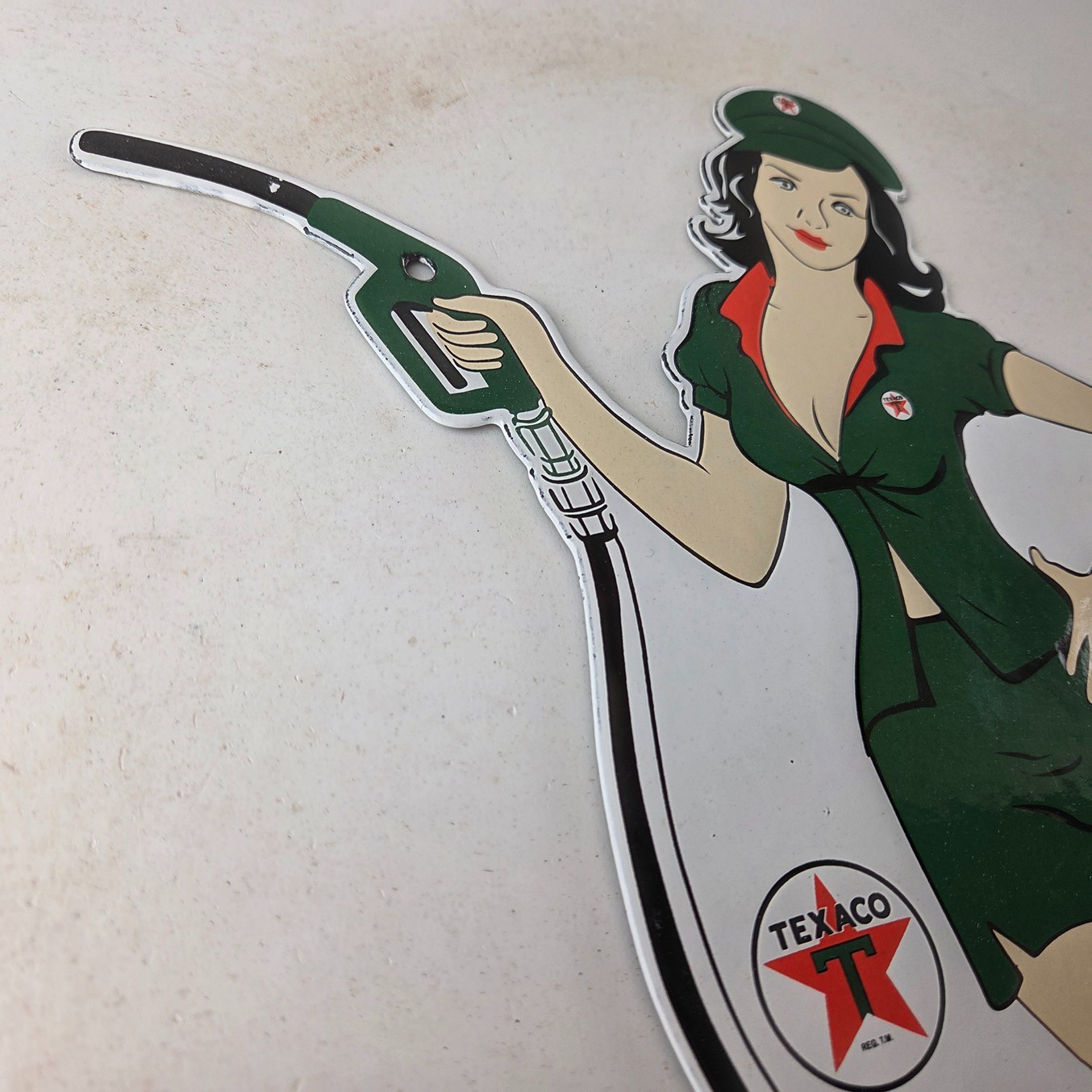 Vintage Texaco Gasoline Sign – Gas Attendant Gas Pump Ad Porcelain Sign