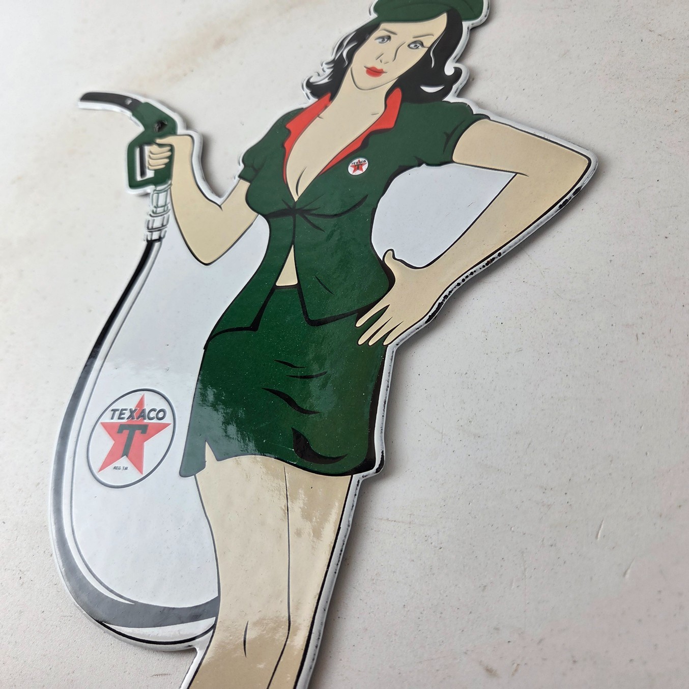 Vintage Texaco Gasoline Sign – Gas Attendant Gas Pump Ad Porcelain Sign