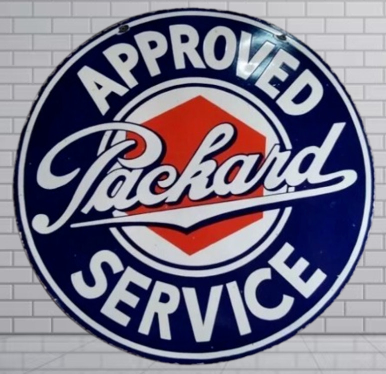 Packard Service Rare Porcelain Enamal Heavy Metal 30 inches Double Side
