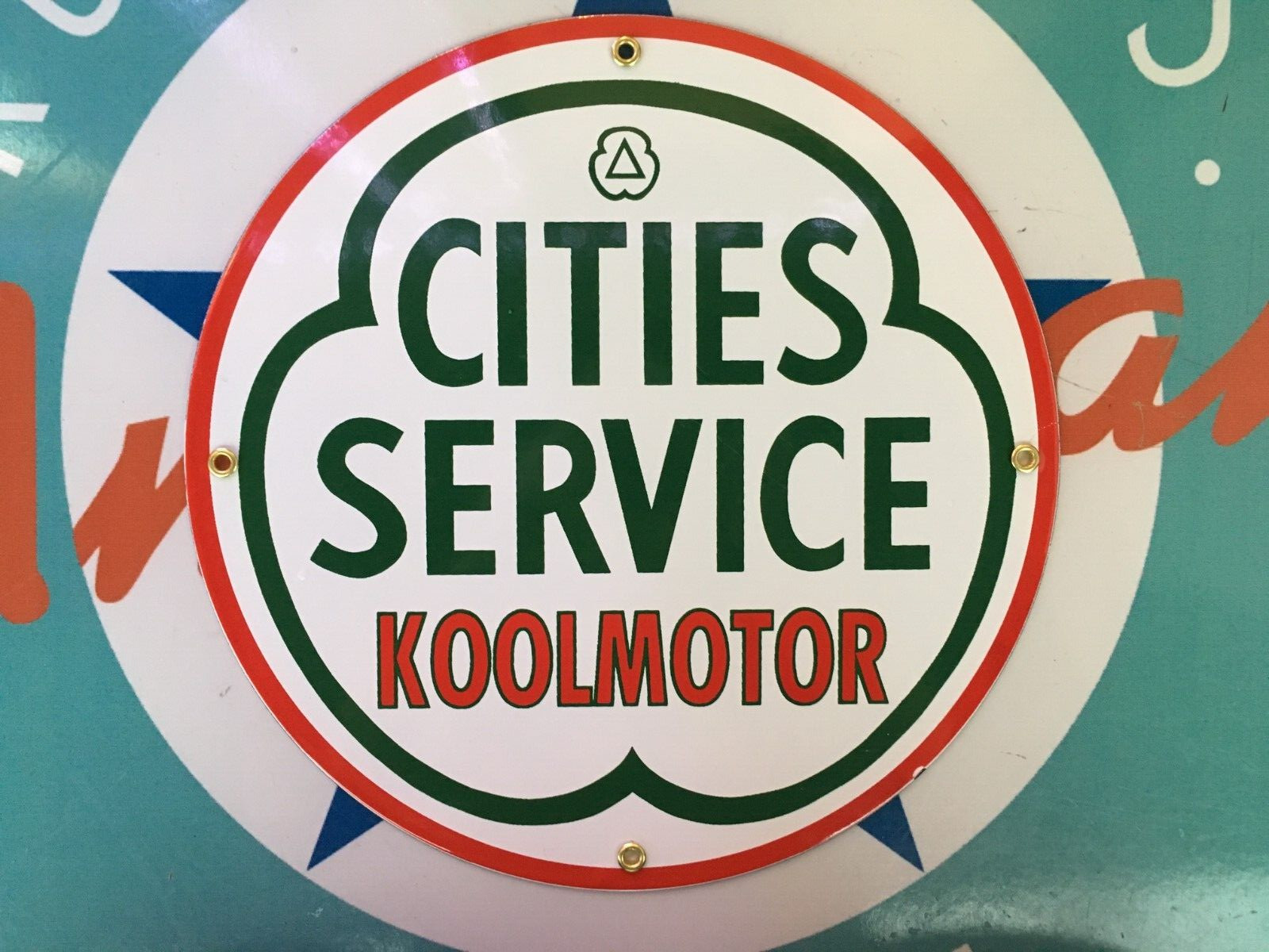 CITIES SERVICE KOOLMOTOR top QUALITY porcelain coated 18 GAUGE steel SIGN