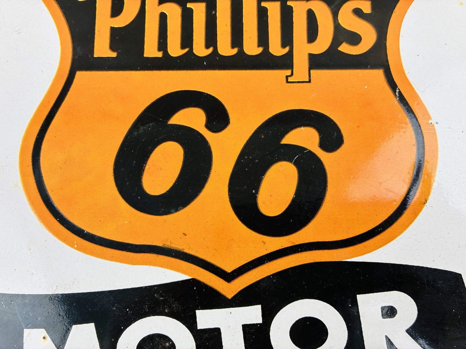 VINTAGE 10×8″ PHILLIPS 66 MOTOR OILS GASOLINE PUMP STATION PORCELAIN GAS AD SIGN