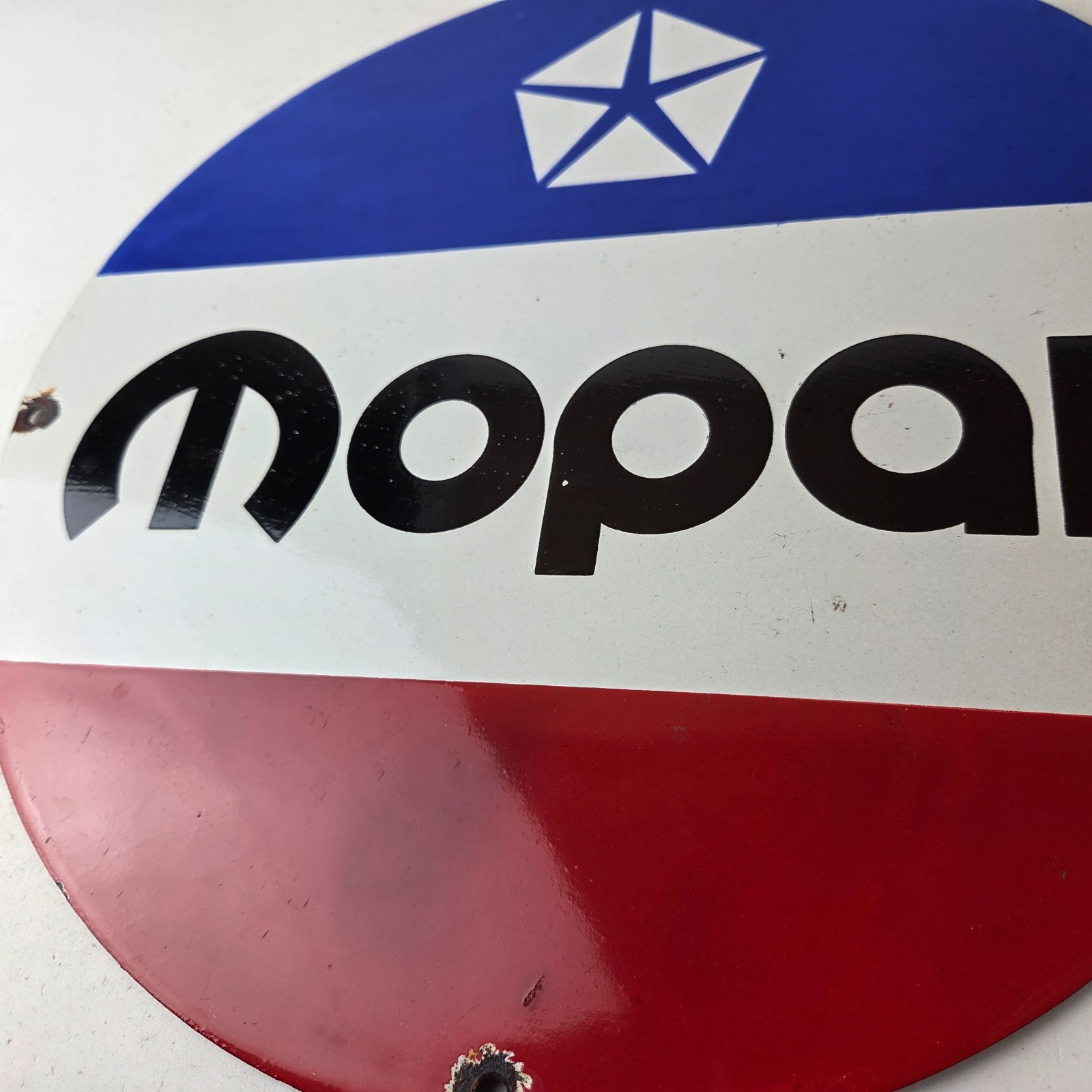 Vintage Mopar Chrysler Porcelain Sign – Automobile Plymouth Gas Pump Ad Sign