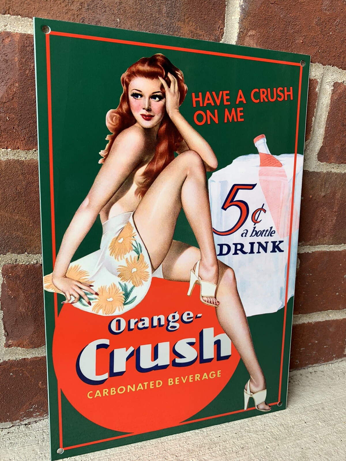 12in Orange Crush Heavy Steel Vintage Style Metal Sign Soda Pop