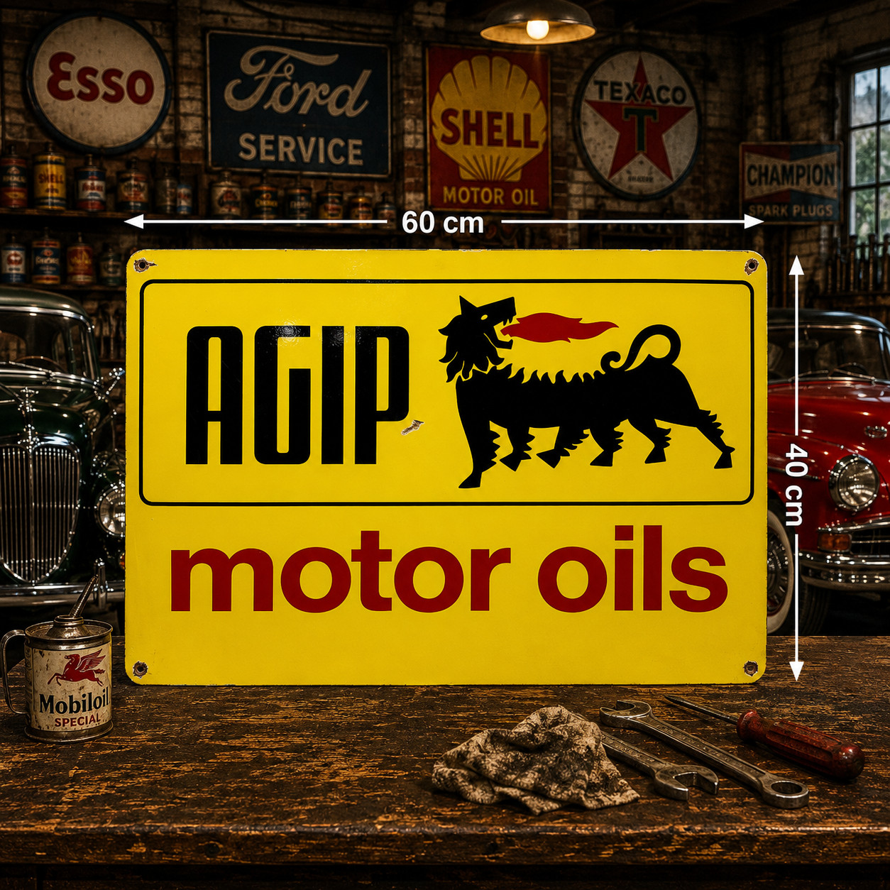 Agip Motor Oils Vintage Heavy Metal Sign – 60×40 cm (15.7” × 23.6”)