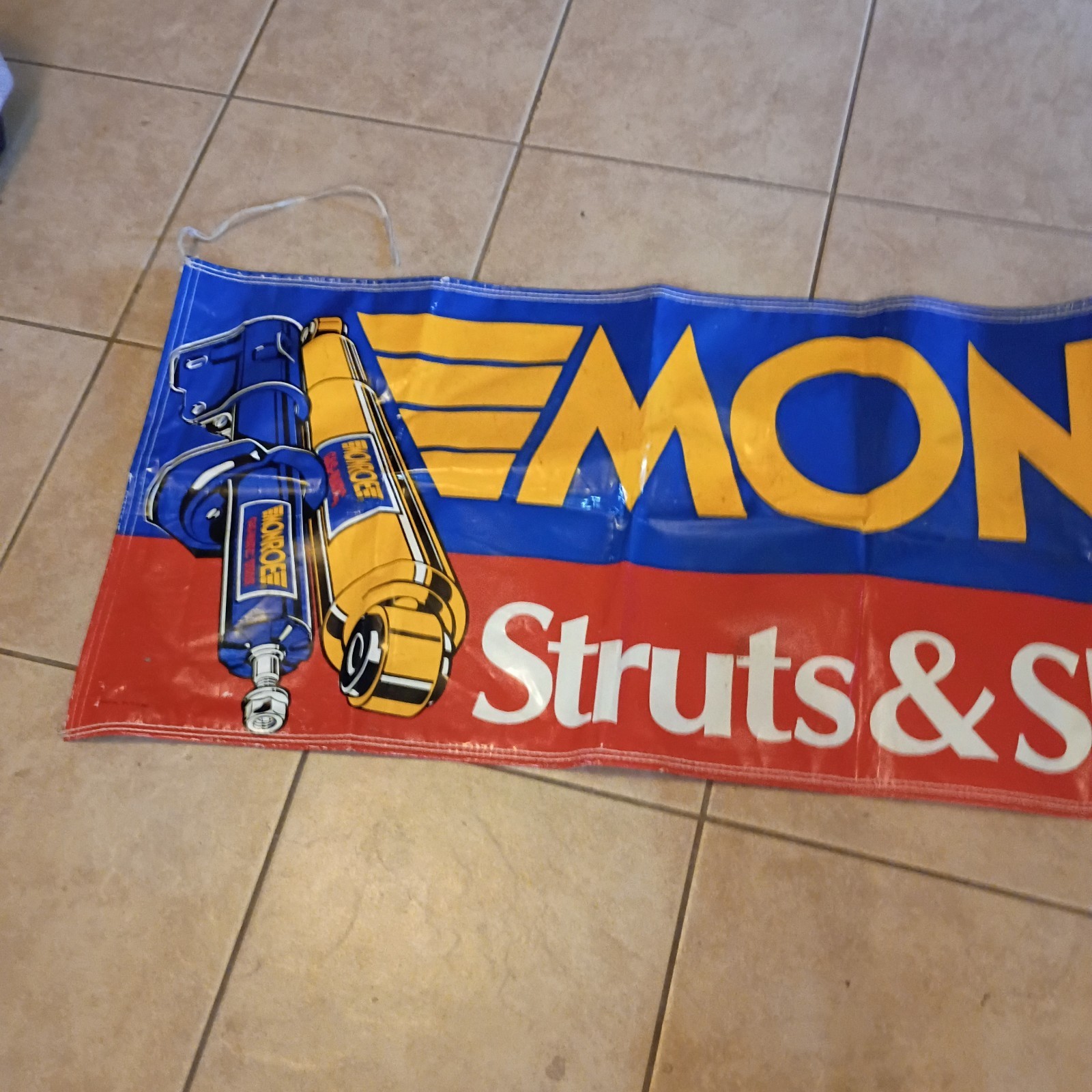 Vtg MONROE SHOCK & STRUTS Advertising Automotive Shop Garage Store Banner Large