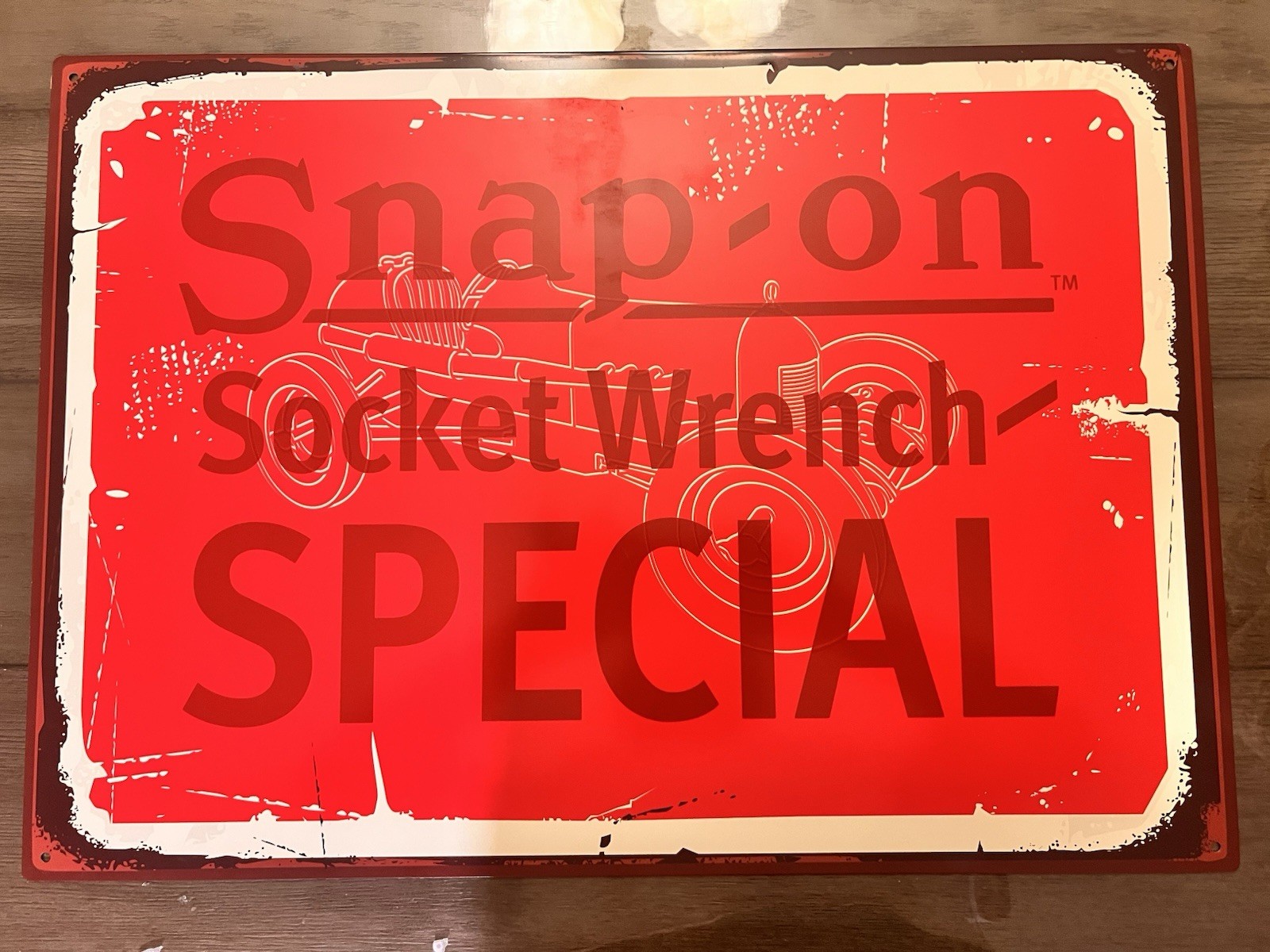 Snapon tin Sign “Socket wrench Special” 19” Tall 27” Wide