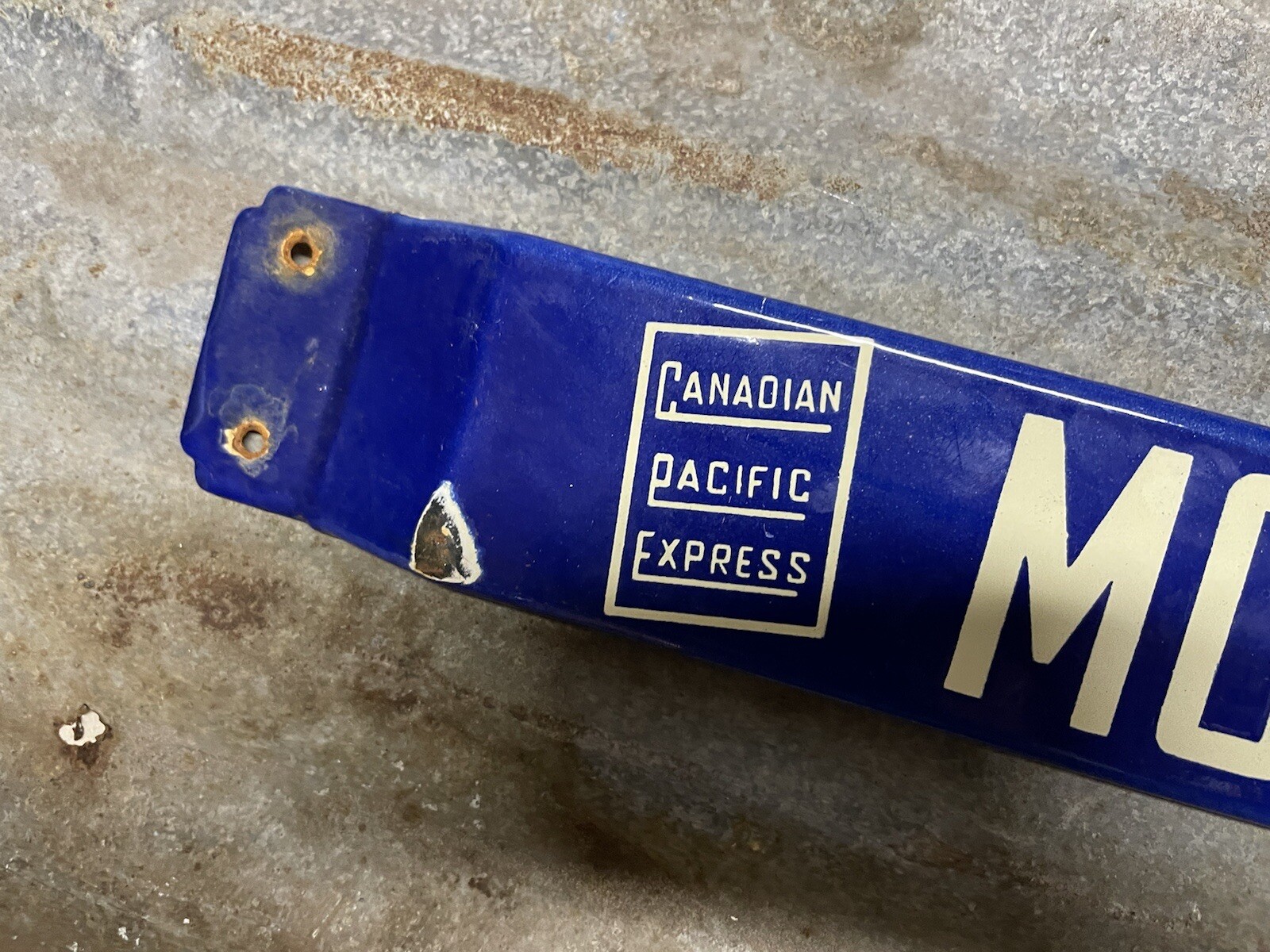 CANADA PACIFIC EXPRESS VINTAGE PORCELAIN SIGN MONEY ORDERS BANK CASH DOOR BAR