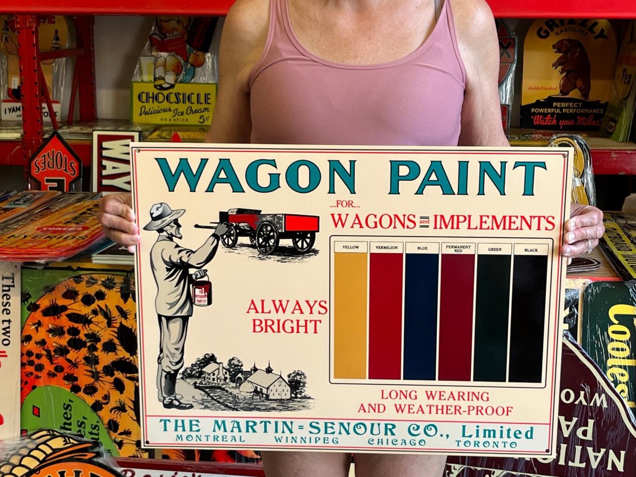 Vintage Style Metal Sign Wagon Paint NOT Porcelain 24×18 Made USA