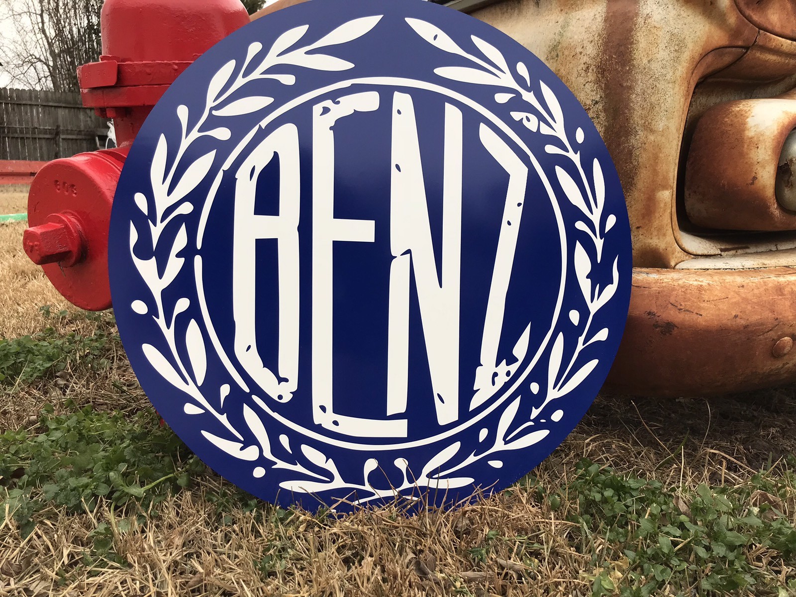 Antique Vintage Old Style Mercedes Benz Sign