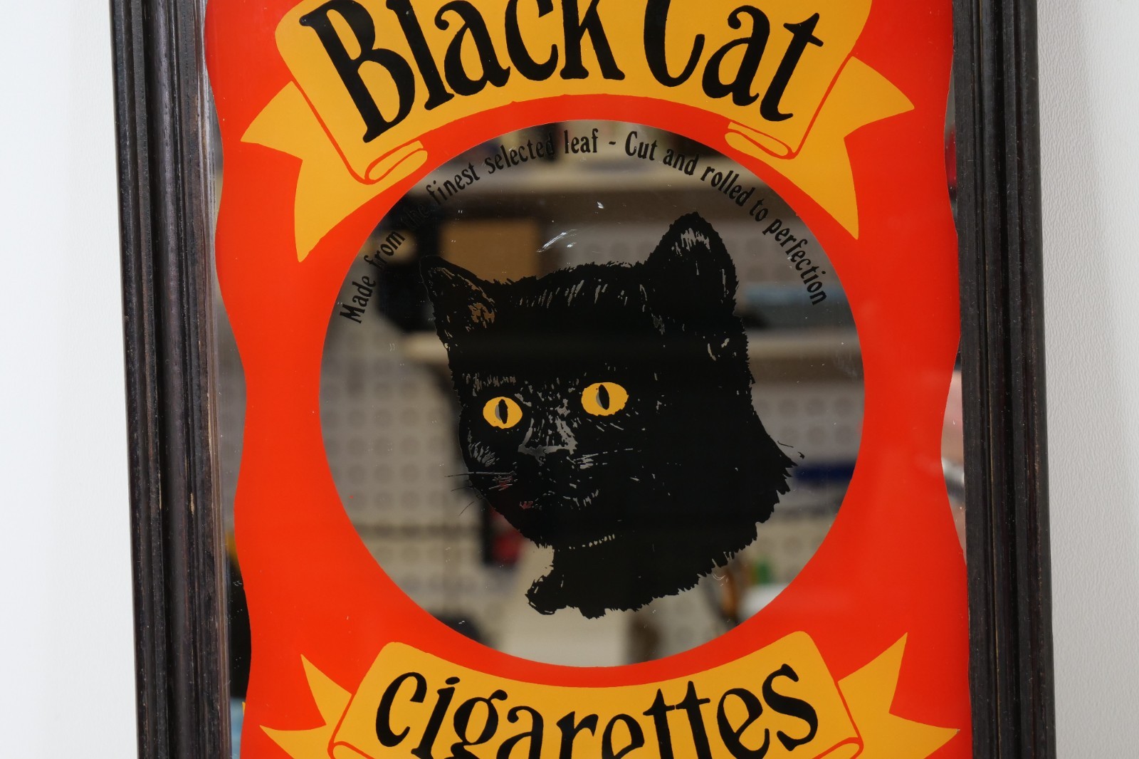 Vintage Black Cat Cigarettes Advertising Mirror Tobacco