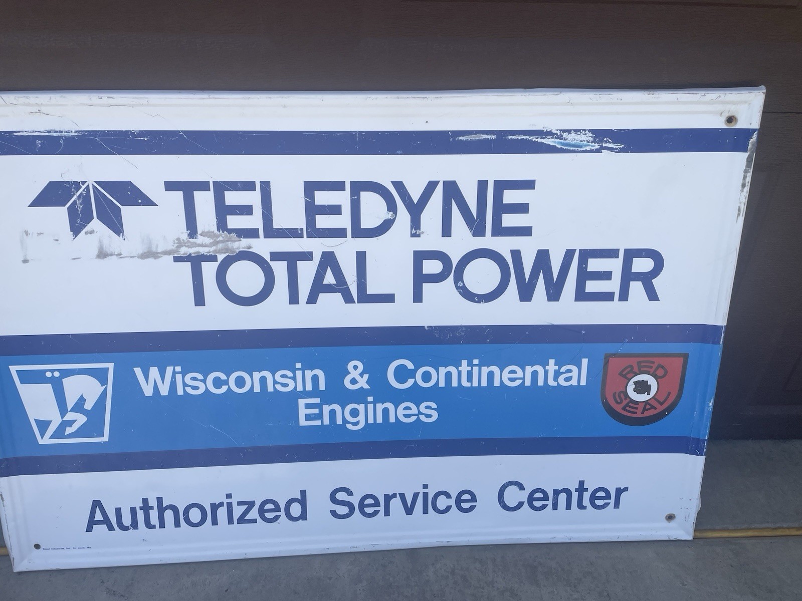 VTG Teledyne Continental Engines Red Seal Wisconsin Service Center Aluminum Sign