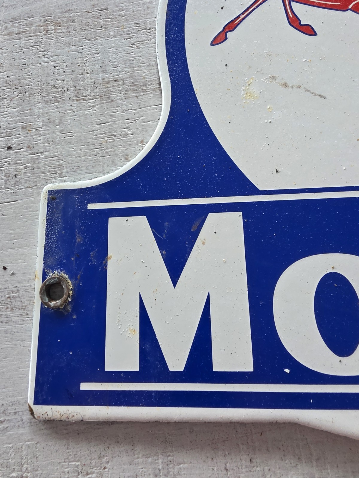 VINTAGE MOBILOIL PEGASUS PORCELAIN GAS STATION SIGN 12″ X 10″
