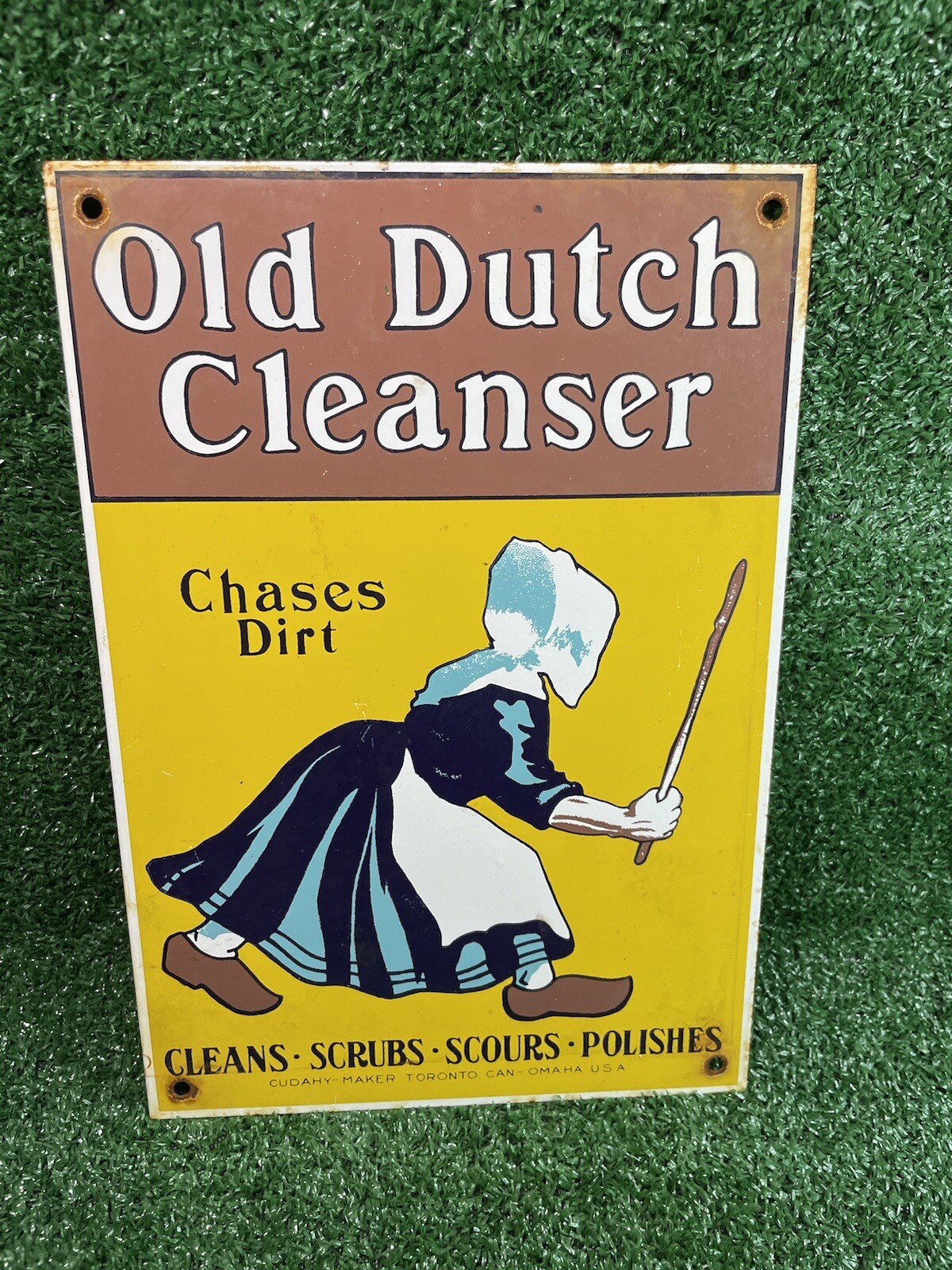 VINTAGE OLD DUTCH CLEANSER PORCELAIN SIGN CANADA USA KITCHEN HOUSEHOLD AMISH