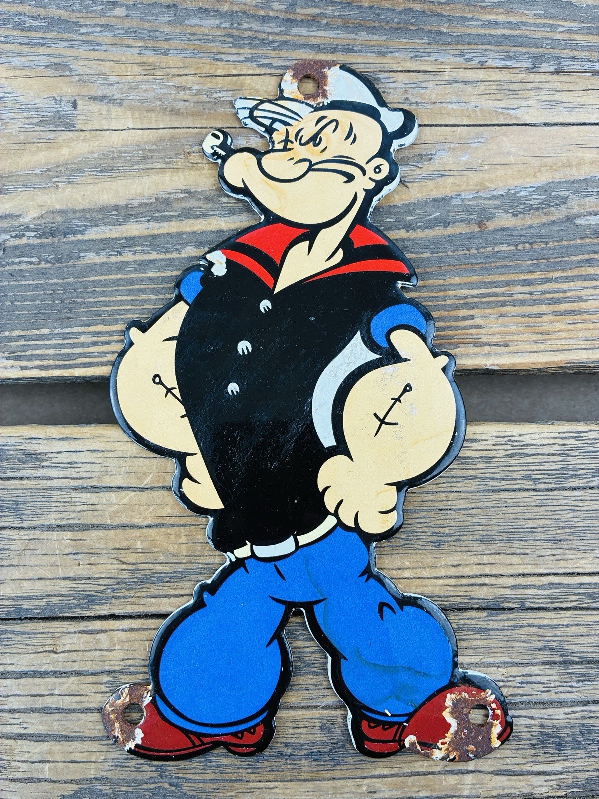 VINTAGE POPEYE THE SAILOR MAN OIL SODA POP GAS DISNEY PORCELAIN ADVERTISING SIGN