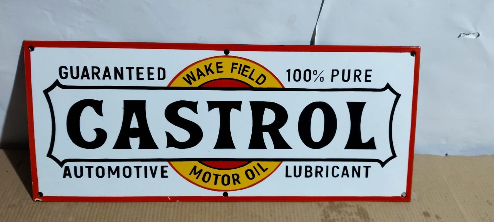 Castrol Motor Oil Porcelain Enamel Sign 24×10 Inches 1 Side
