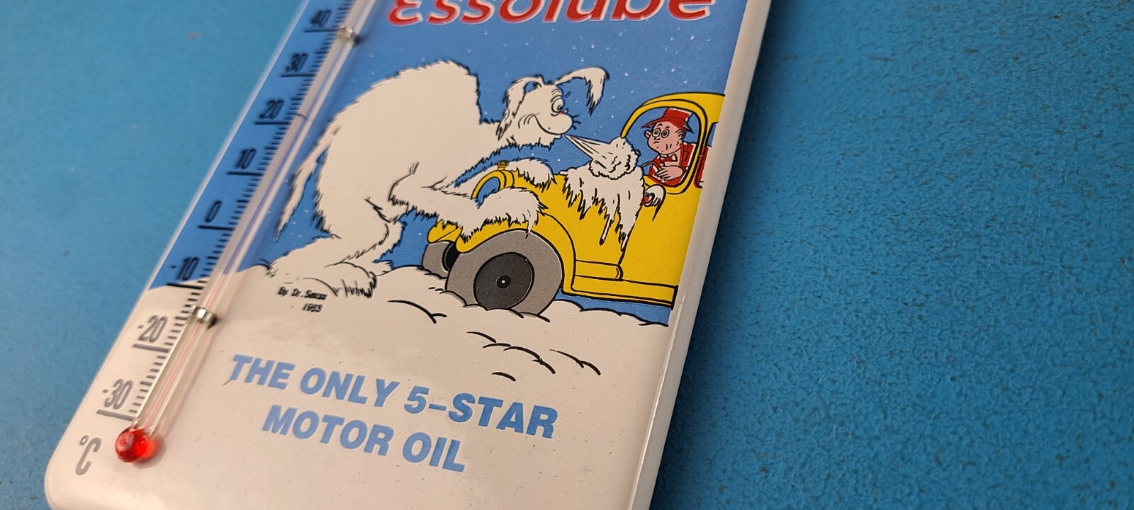Vintage Esso Porcelain Sign – Esso Lube Gasoline Pump Ad Sign On Thermometer