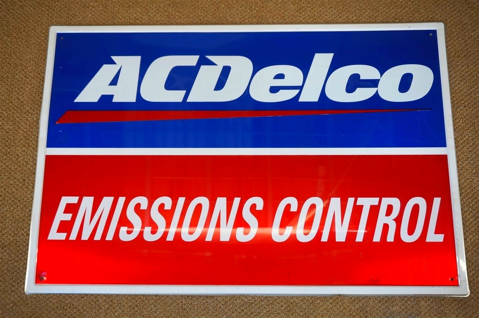 Vintage AC Delco Emission Control Single Sided Metal Sign Dealer Dealership