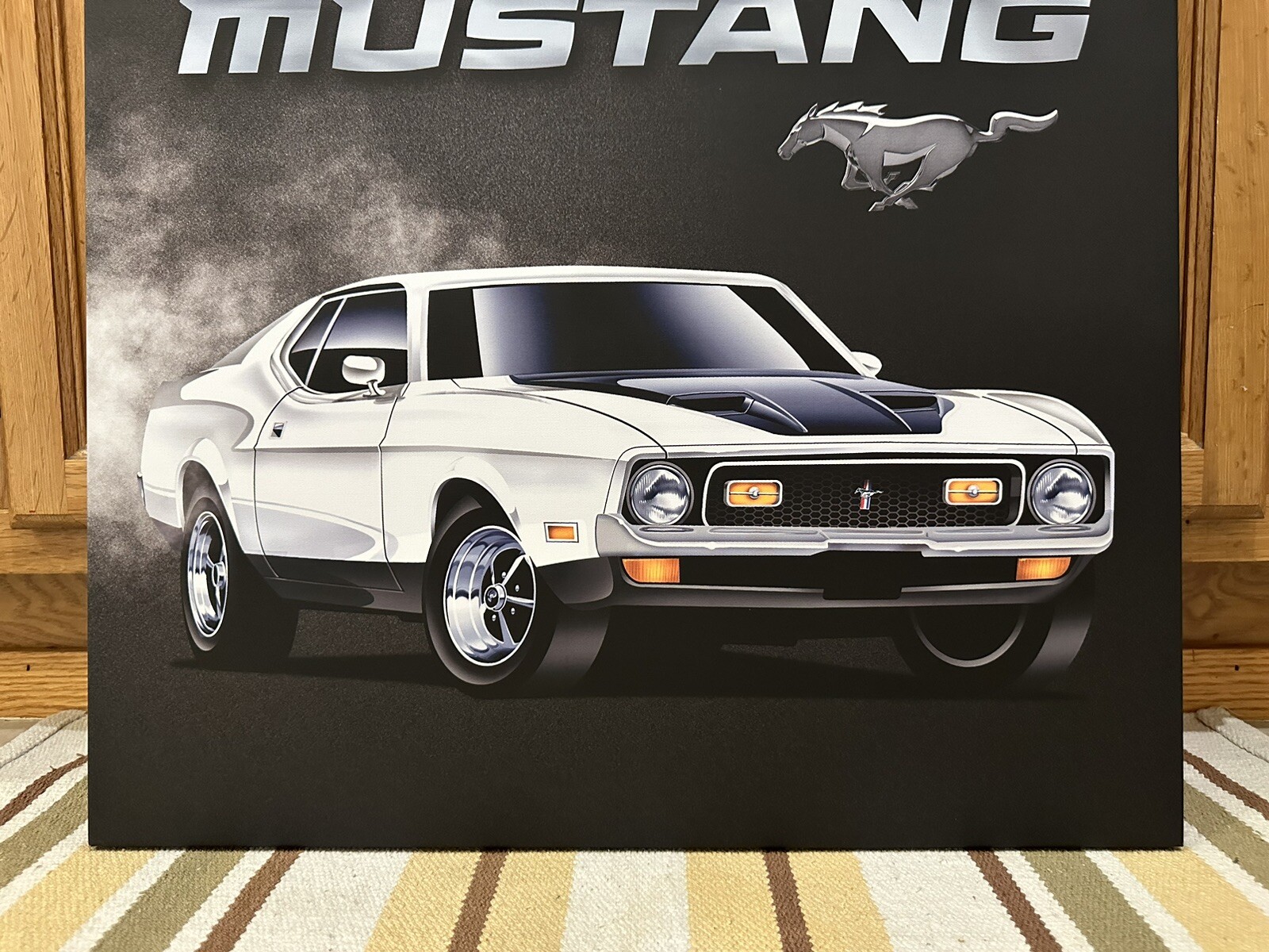 Ford Mustang Sign Canvas GT Garage Gas Oil Tools Wheels Vintage Style Wall Decor