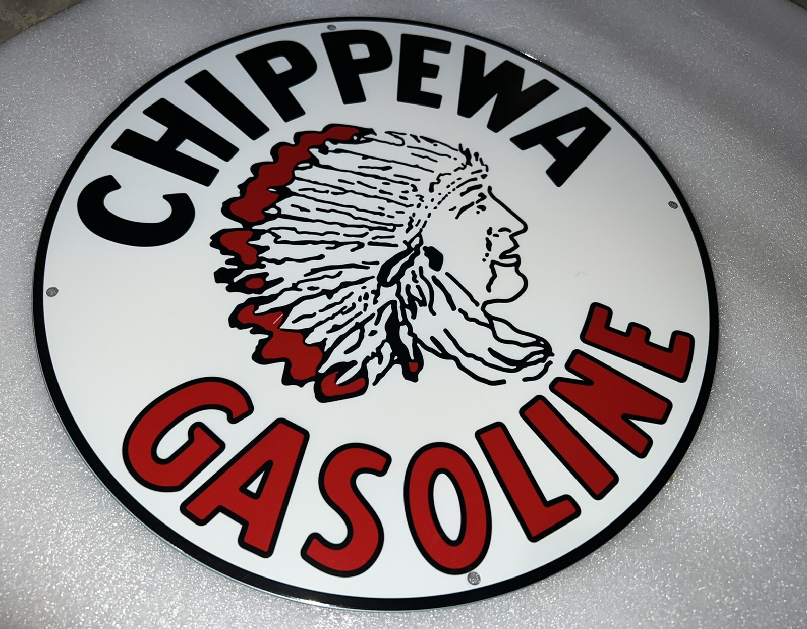 Chippewa Indian Gasoline Oil Gas Heavy Steel Metal Vintage Style Sign