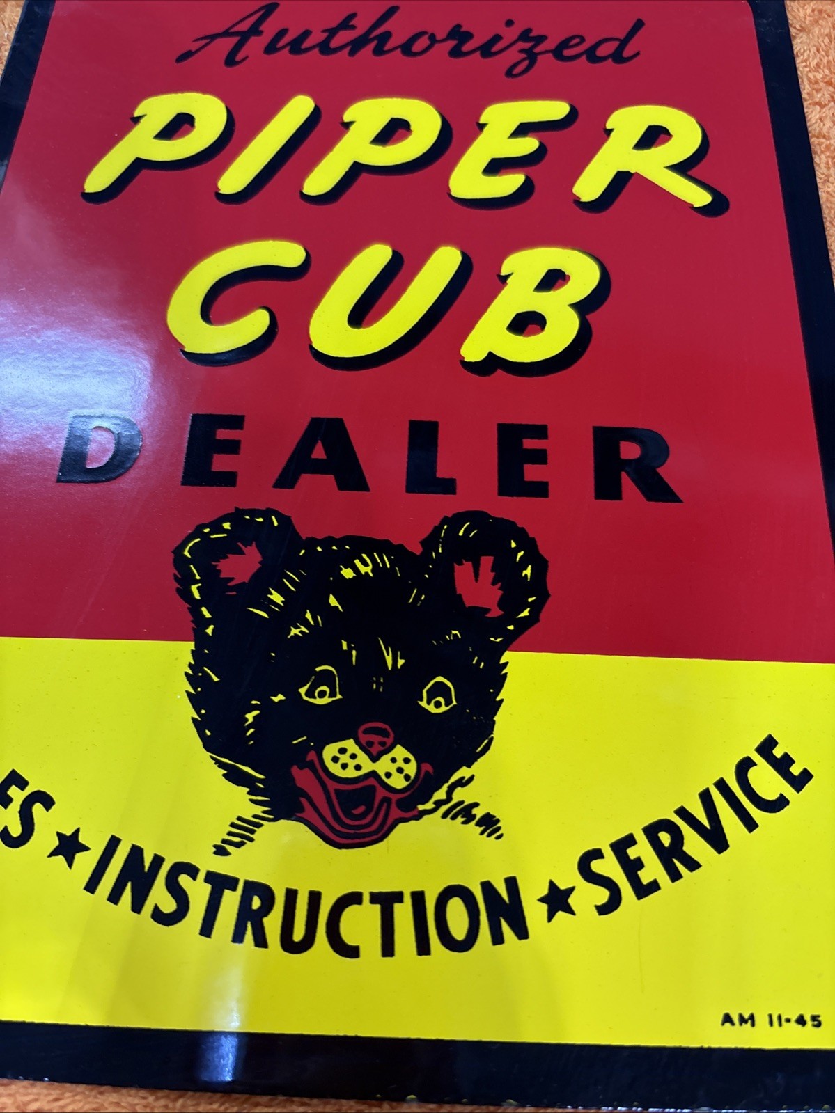 Box 5-#15NOS Vintage Porcelain Enameled Heavy Metal Piper Cub Dealer 12”x9”Sign