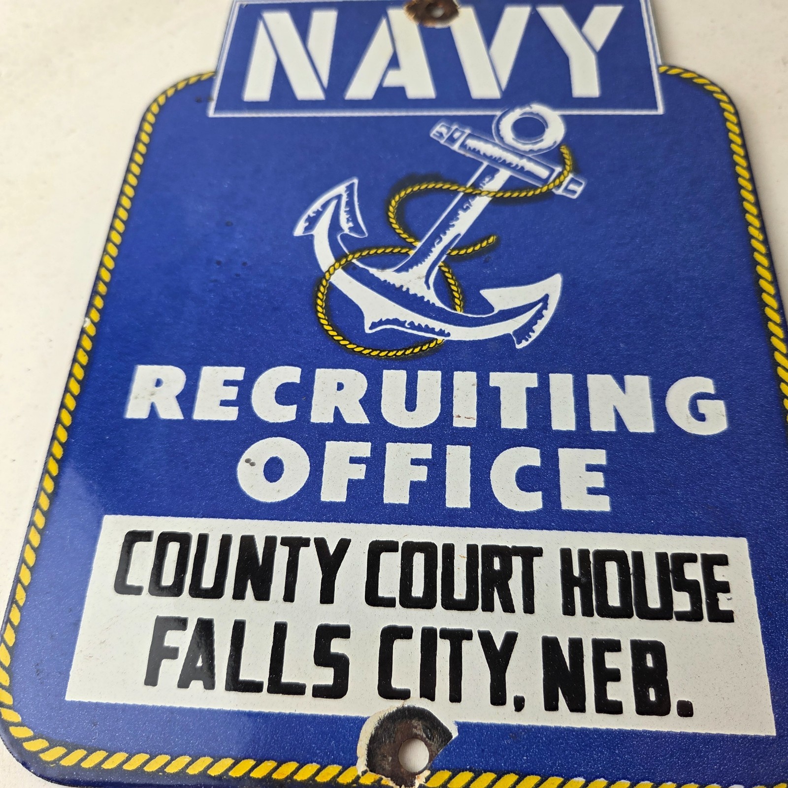 Vintage Navy Recruiting Office Sign – American Military Gas Pump Porcelain Sign