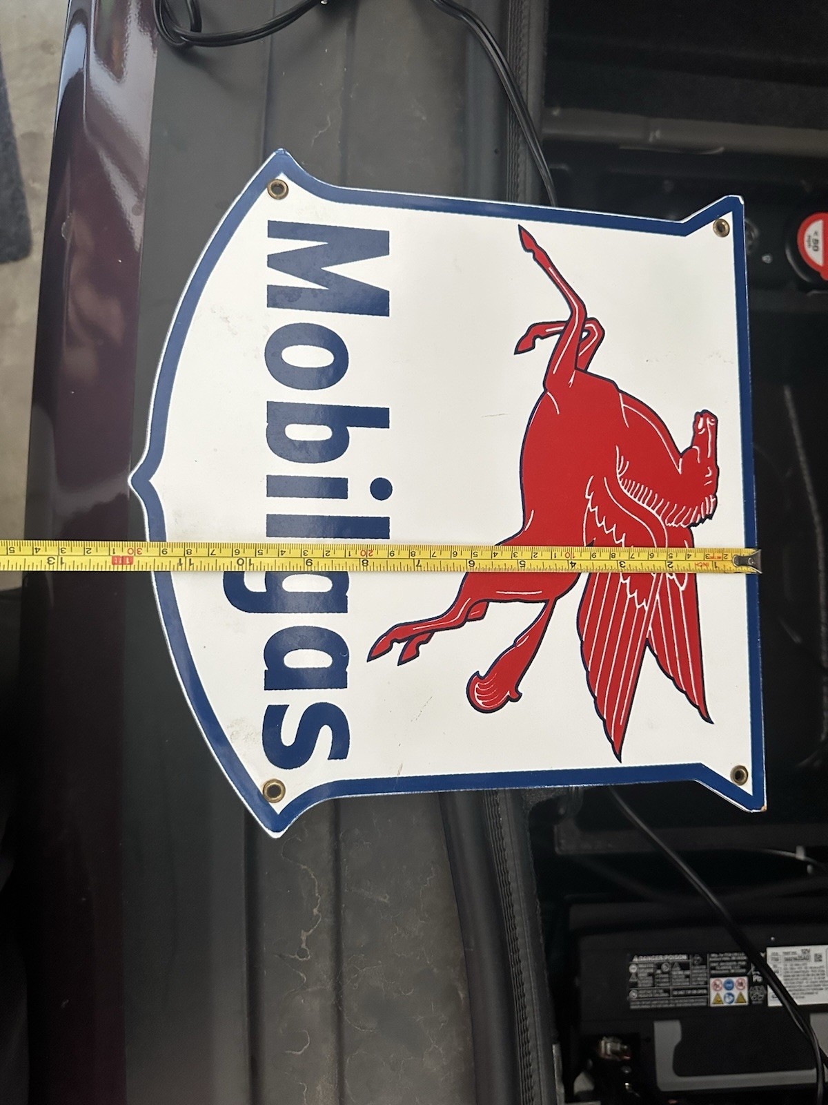 Mobil Gas Gas Pump Sign Advertising Enamel Porcelain Metal Oil Gas Plate Station