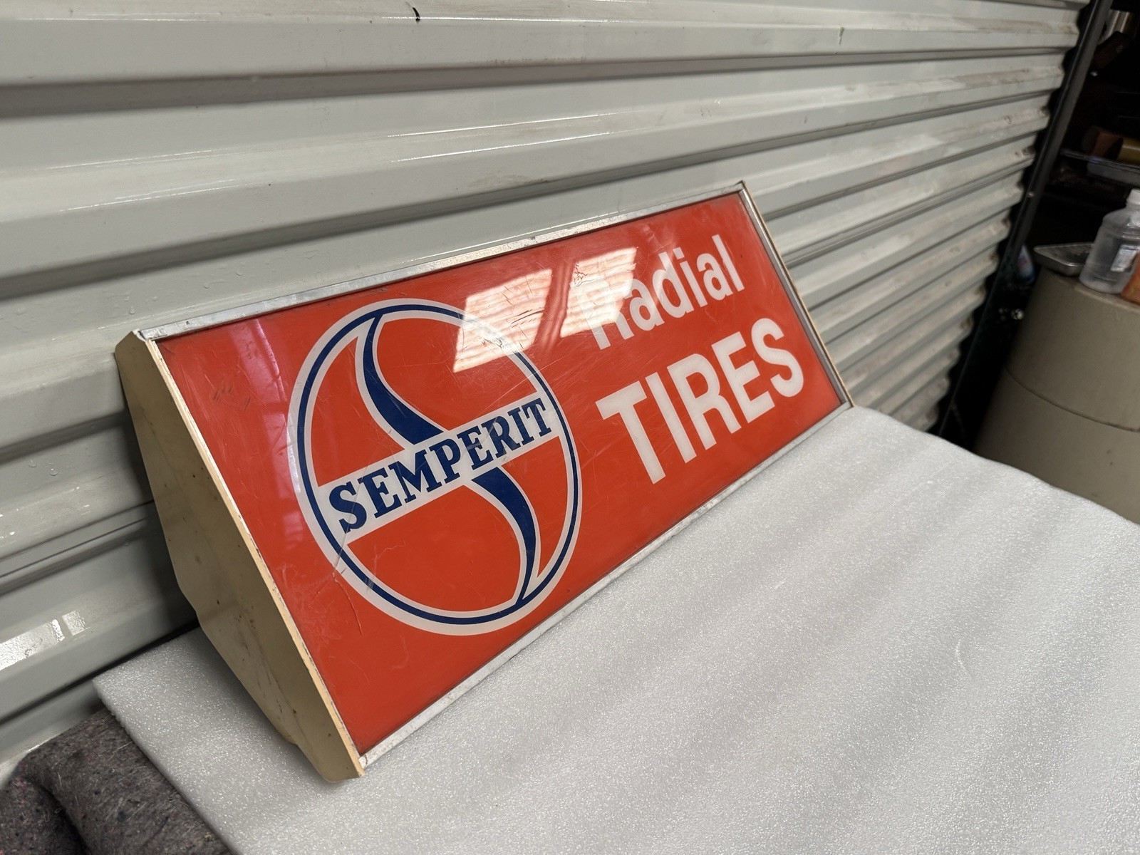 Vintage SEMPERIT Radial Tires Light Up Dealer Service Shop Sign VW Porsche BMW
