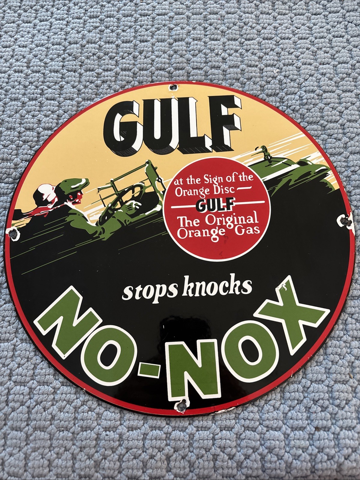 12” Gulf No Nox Gasoline Heavy Metal Vintage Style Steel Sign