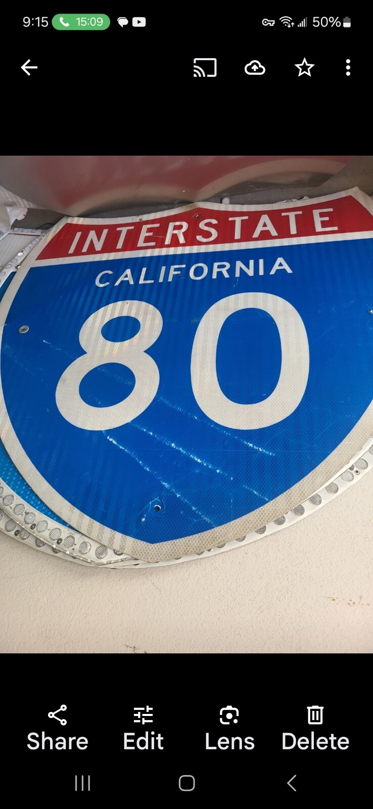 Rare Genuine JUMBO California Interstate 80 Highway Road Sign Shield 36 x 36