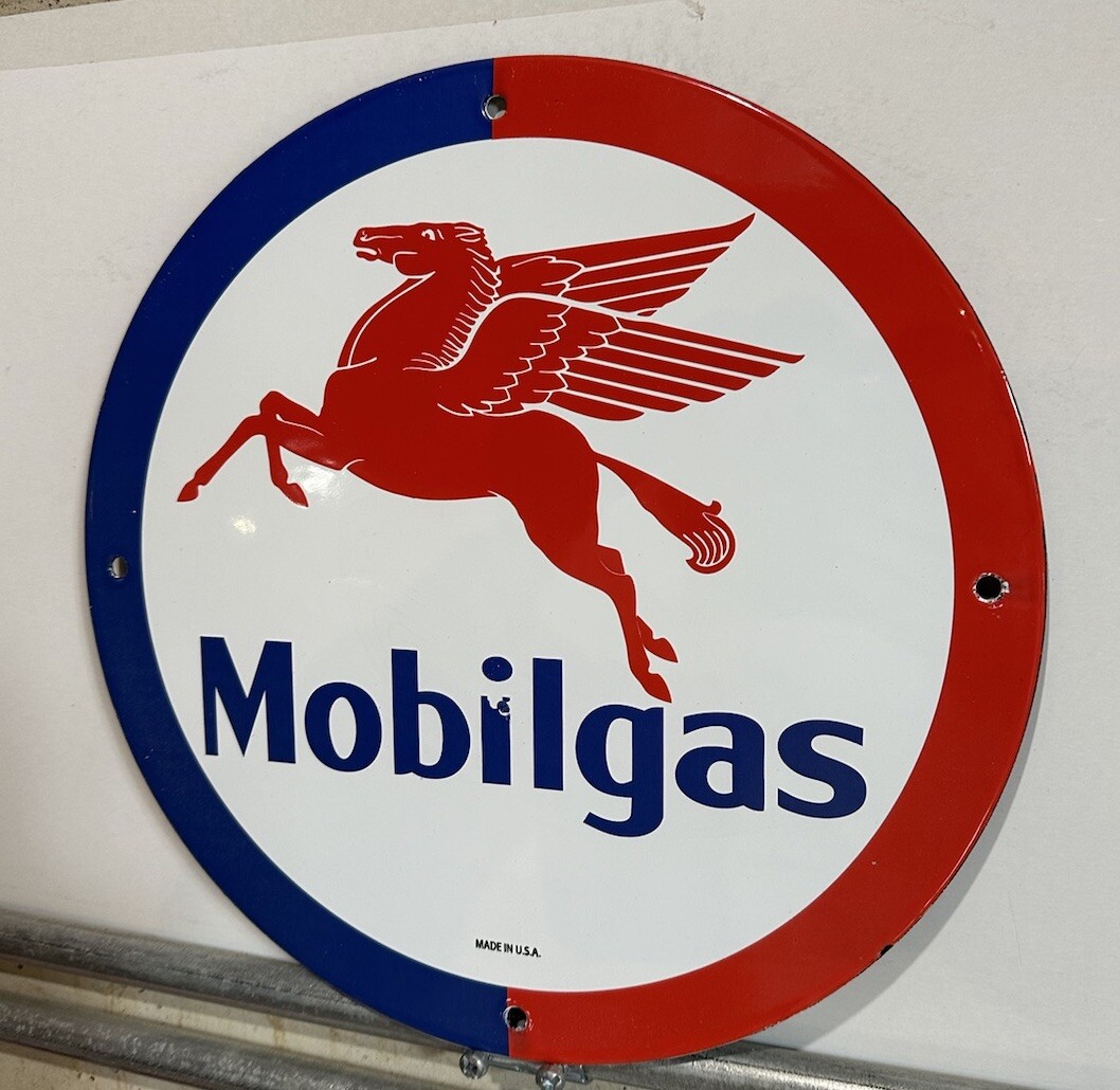 Vintage Style mobil mobiloil gas Oil Porcelain Sign