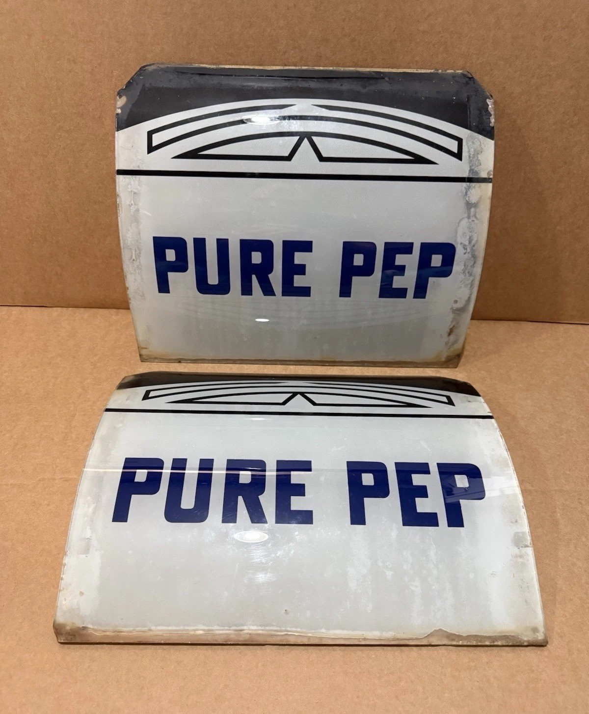 Vintage Pure Pep Gas Pump Ad Glass National A38 Oil Sign Parts