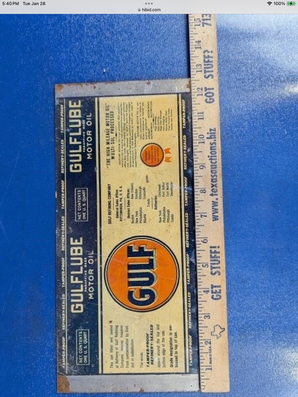Vintage Gulfpride Oil Can Labels / Quantity 4