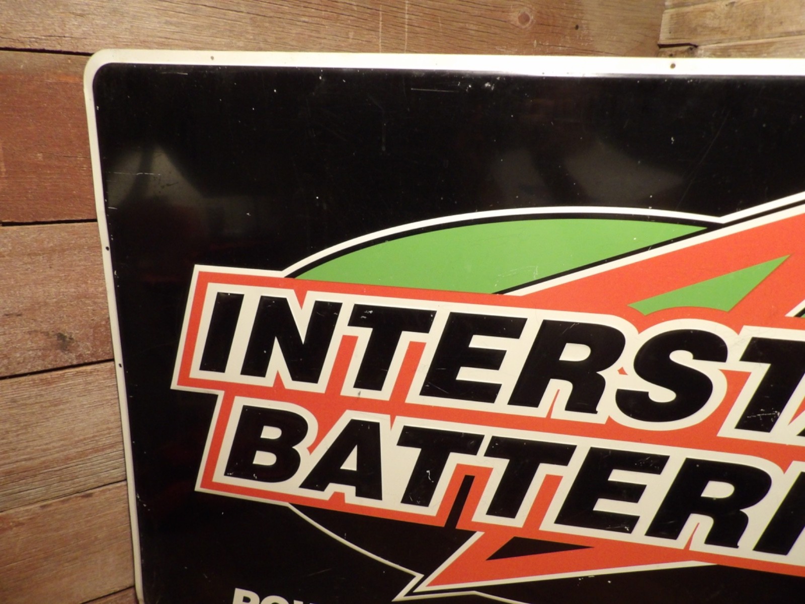 Vintage Aluminum Embossed Interstate Batteries Sign 48″ X 30″ – GREAT COLORS!