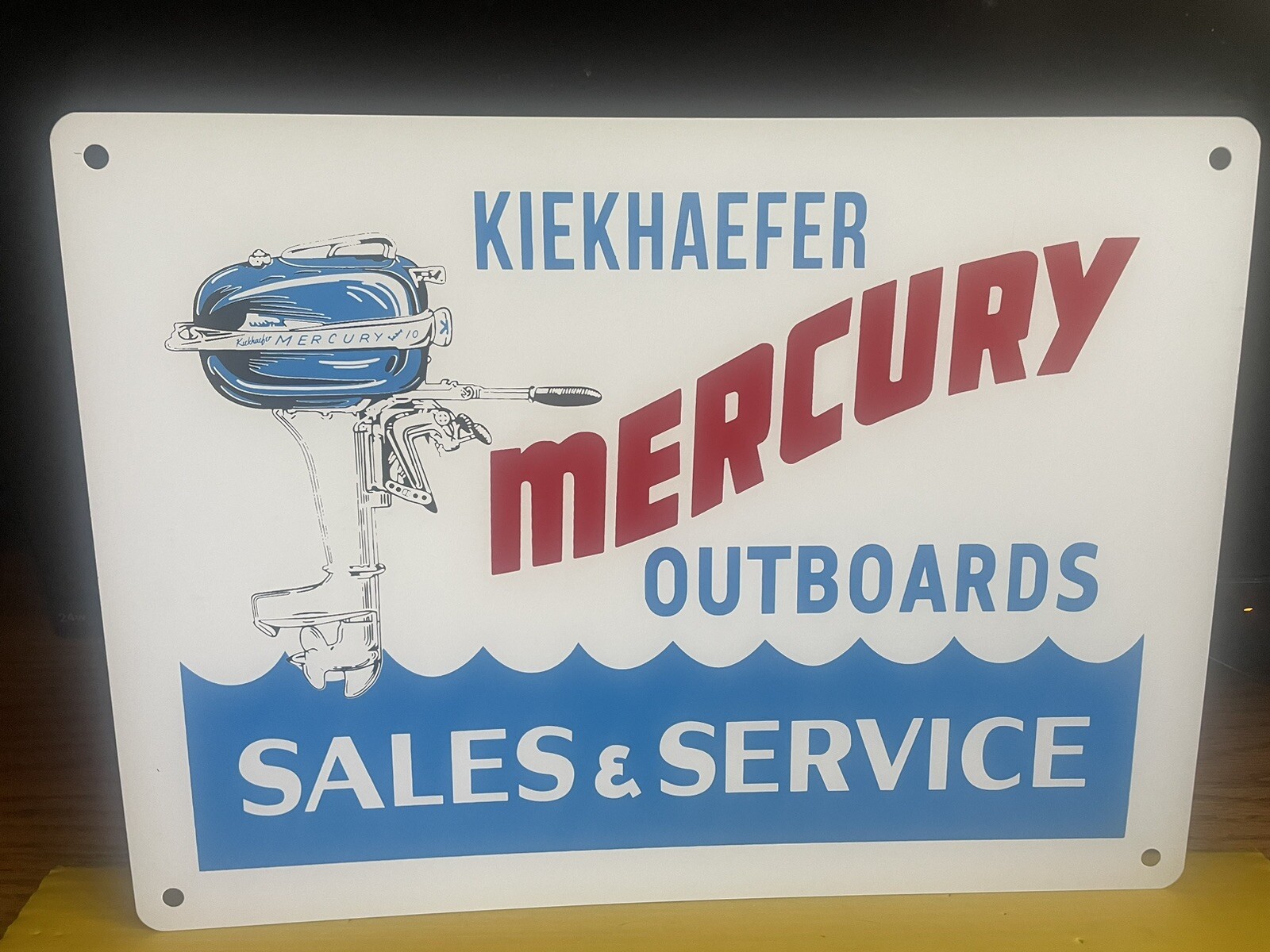 MERCURY OUTBOARD MOTORS SALES& SERVICE METAL SIGN 10.5”x14.5”NEW NEVER USED RARE