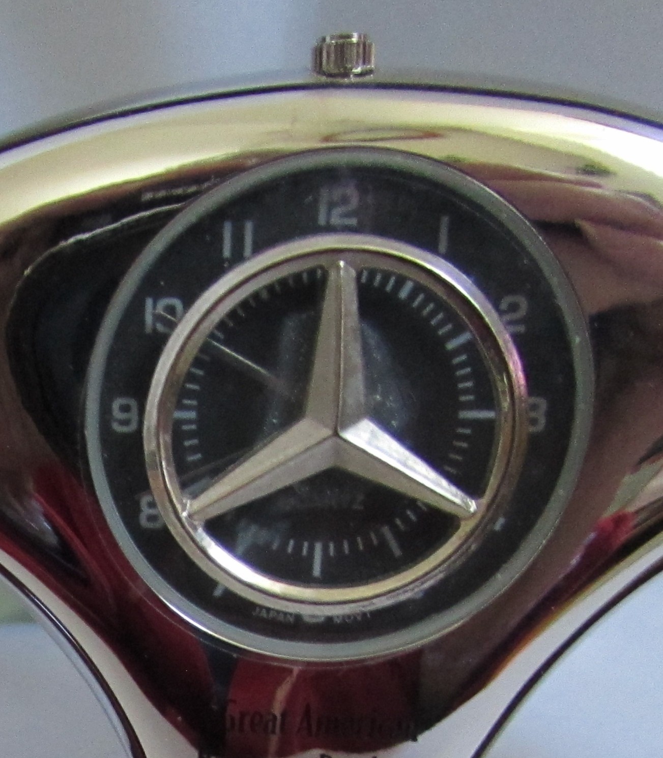 MERCEDES~BENZ STEERING WHEEL DESK CLOCK ~ 3 3/4″ d.i.a.~ NEARLY NEW ~ FREE SHIP