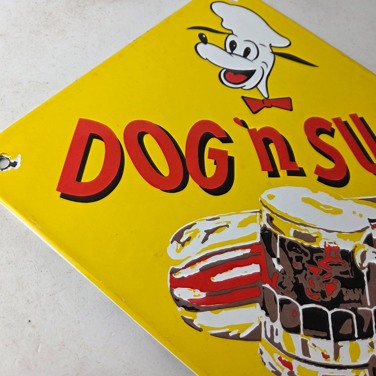 Vintage Dog n Suds Sign – Root Beer Gas Service Station Fast Food Porcelain Sign
