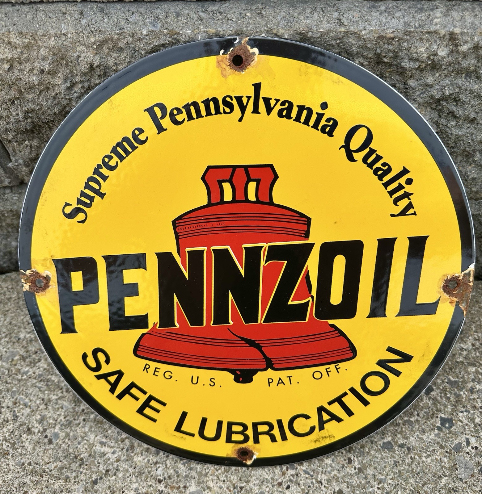 Vintage Pennzoil Sign – Lubrication Gas Service Station Pump Porcelain Sign