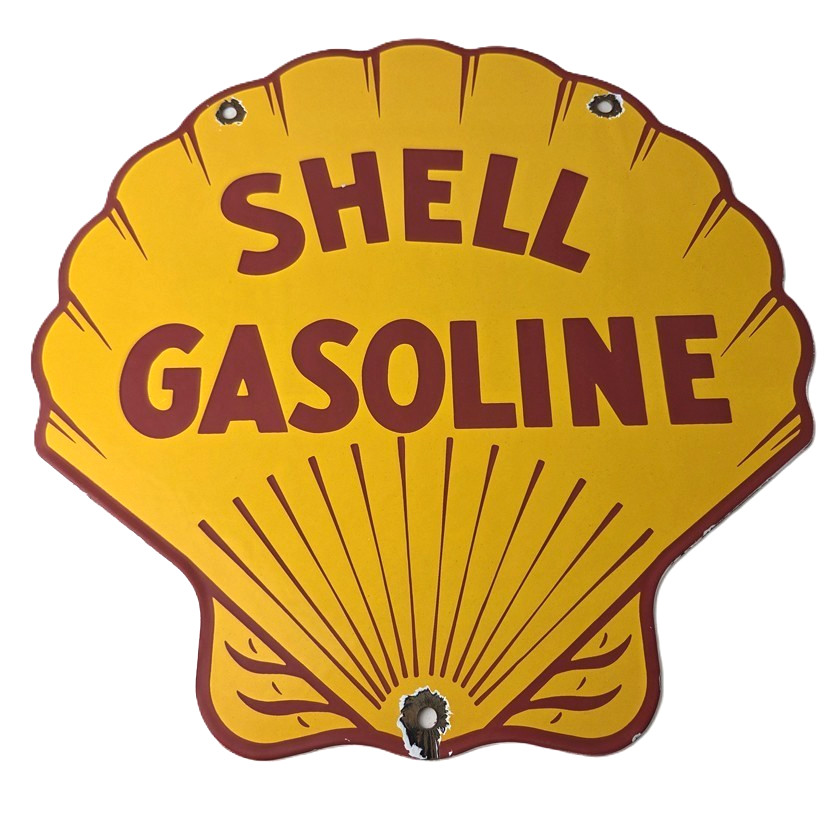 Vintage Shell Gasoline Porcelain Sign – Classic Scallop Shell Logo Sign