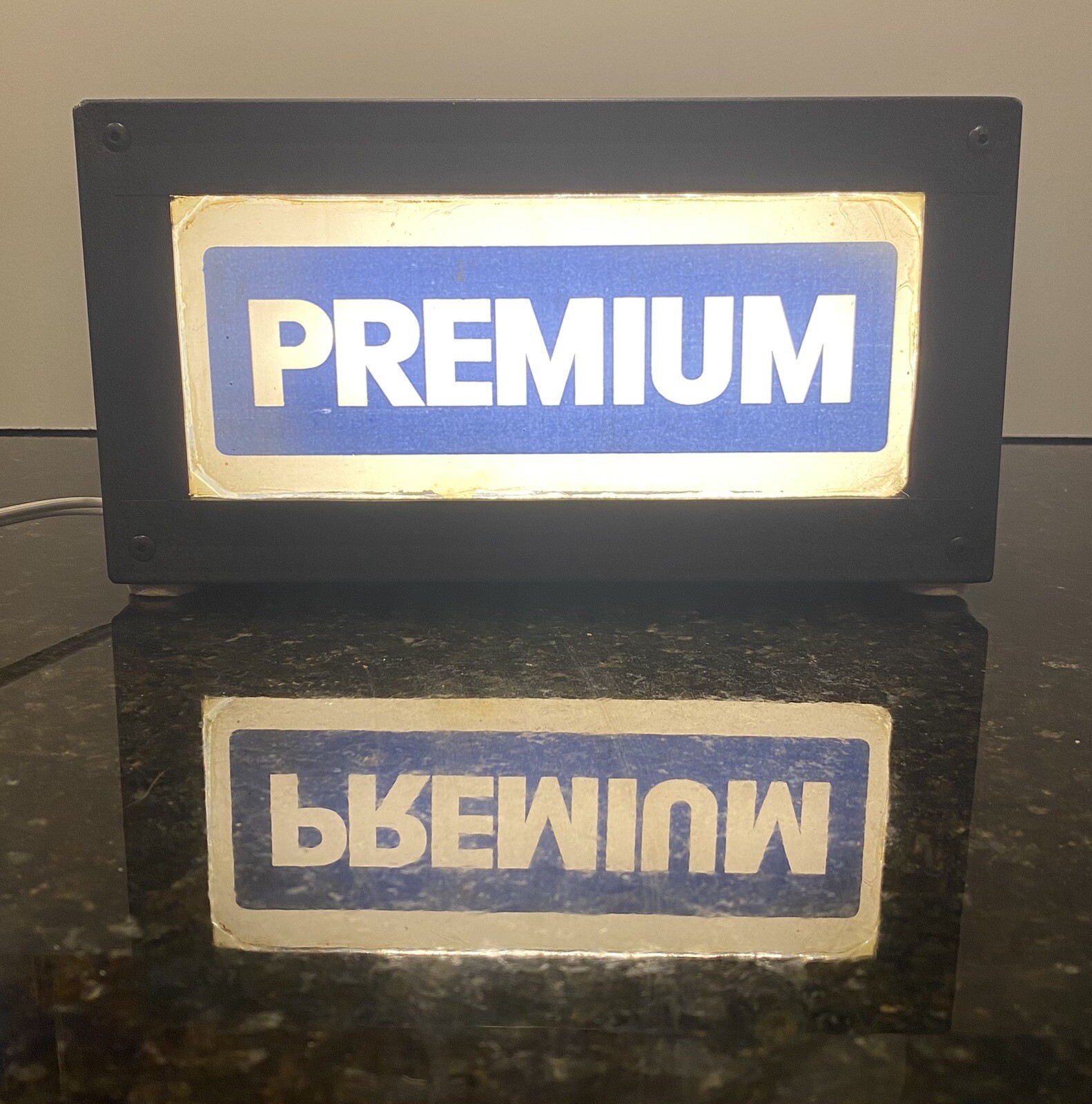 Original Vintage “Premium” Gas Station Gas Pump Ad Glass – Lighted Sign!