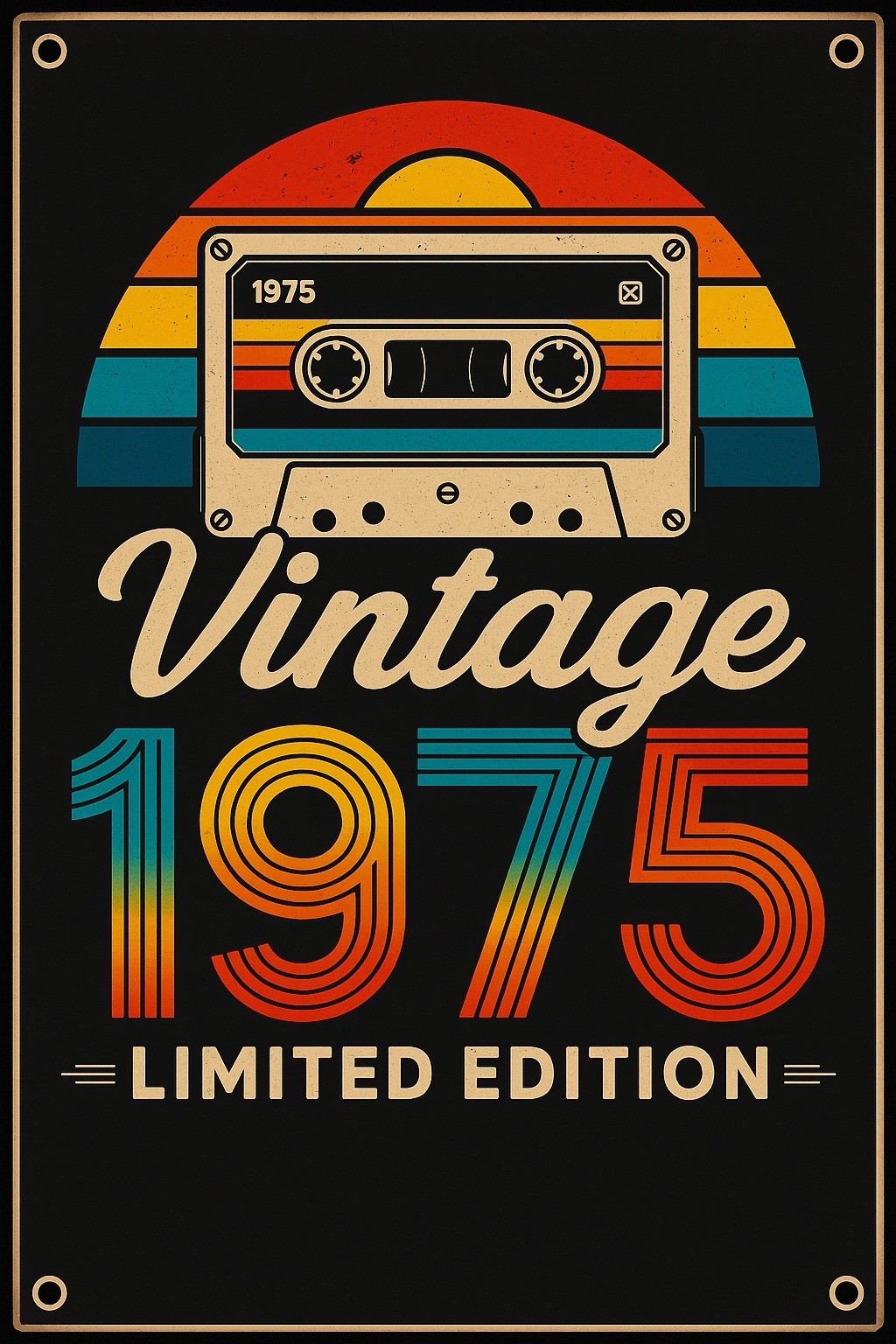 Hi Gloss! 1975 50th Birthday Gift Wall Panel Vintage Cassette Tape Themed