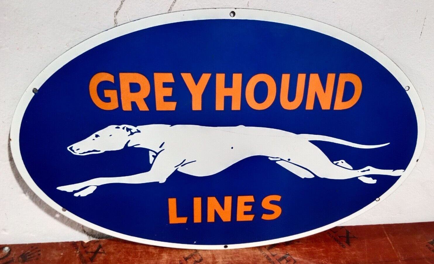 Greyhound Lines Porcelain Enamel Sign 24 x 16 Inches 1 Sided