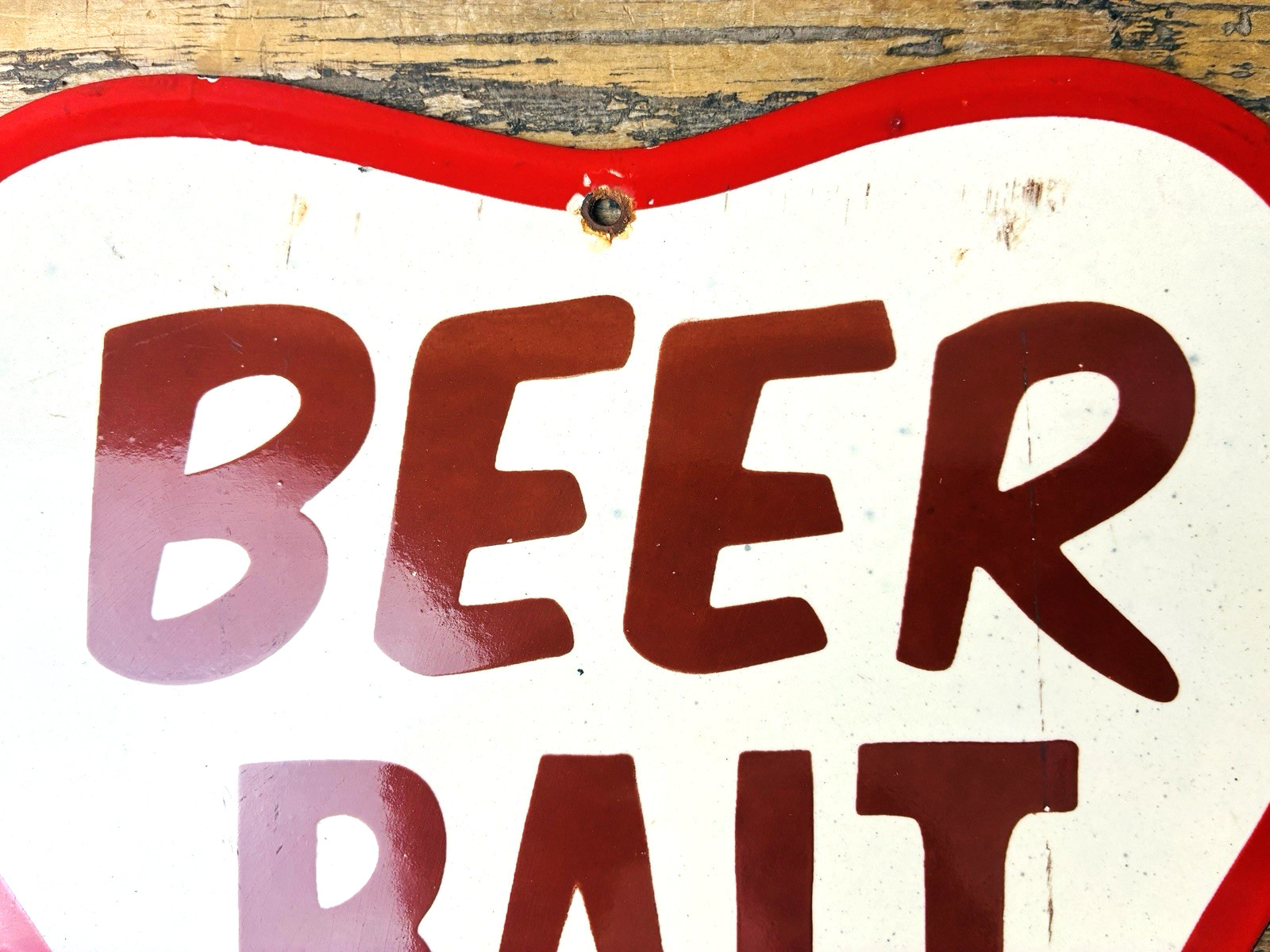 VINTAGE 12×9″ BEER BAIT ICE AMMO PORCELAIN GAS OIL SODA POP PUMP STATION SIGN
