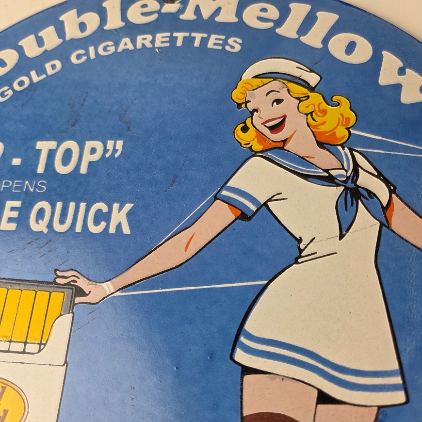Vintage Old Gold Cigarette Sign – Porcelain Tobacco Gas Pump Plate Sign