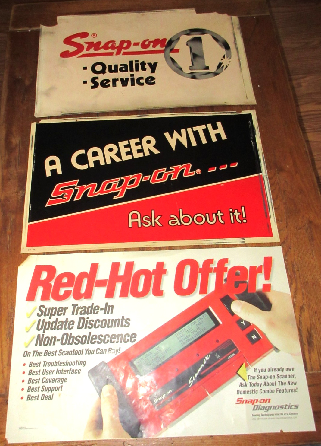 Lot of 3 Vintage Snap On Tools Plastic Advertising Sign Insert 24×15