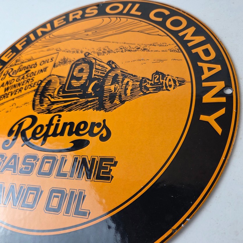 Vintage Refiners Porcelain Sign – Motor Oil Company Service Station Pump Sign