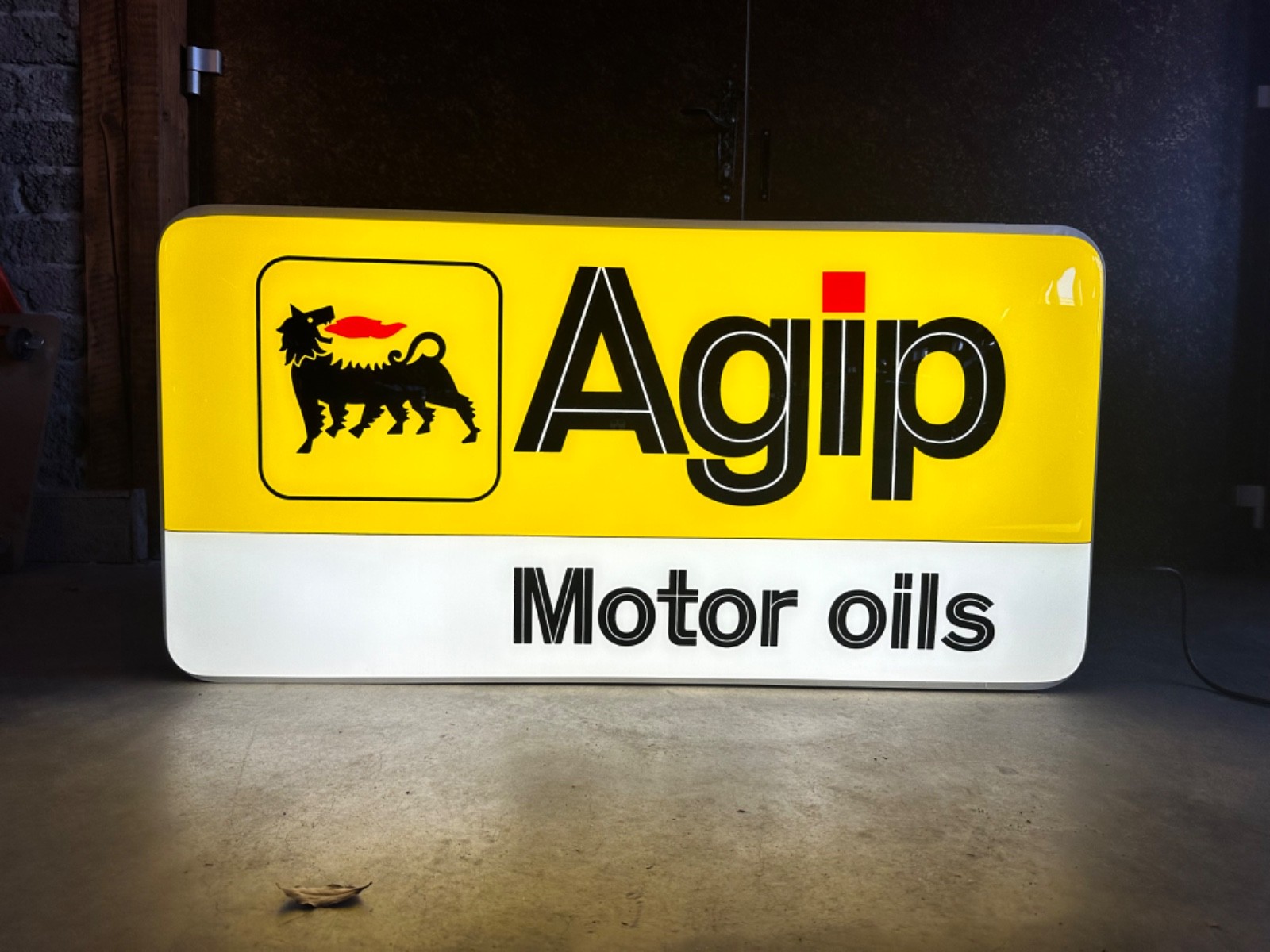 NOS Illuminated AGIP Motor Oils Sign – Rare Automotive Advertising