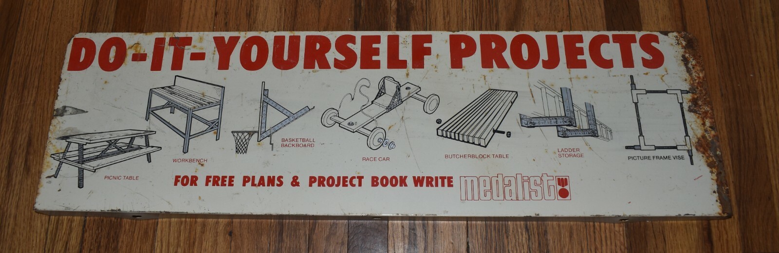 Vintage Medalist Projects Go Kart Race Car Advertising Metal Hardware SIGN