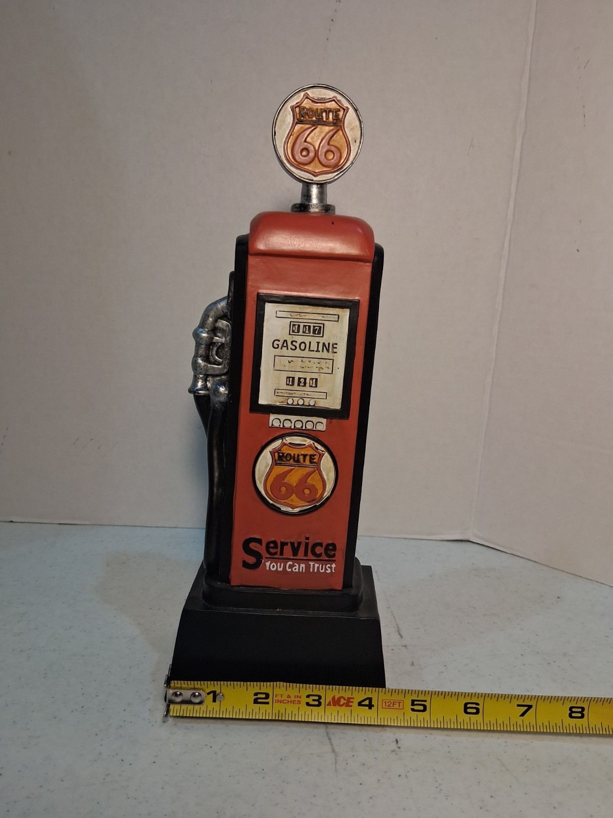 Route 66 Gas Pump Statue; Resin; Retro/Garage/Man Cave “Decor 11” Brand; NOOB
