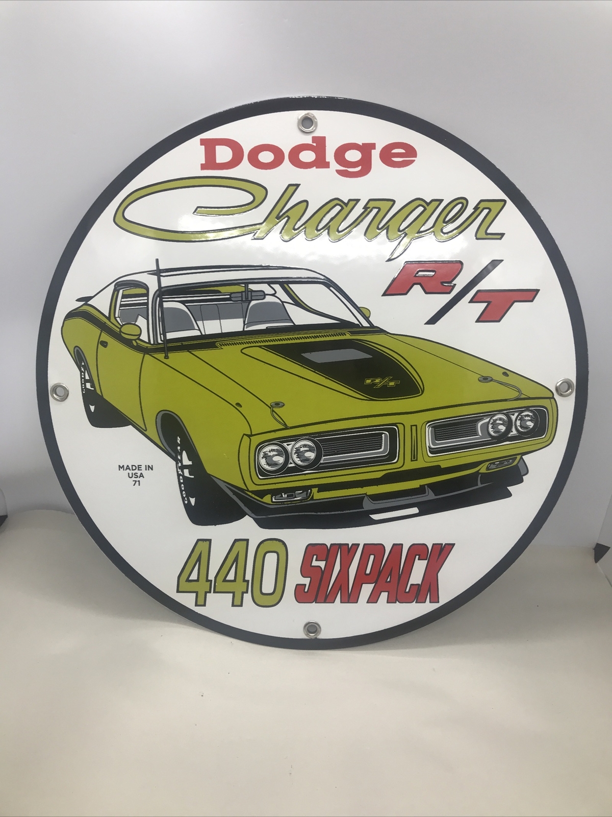 Original NOS Dodge Charger R/T 440 Six Pack 1971 Porcelain Sign