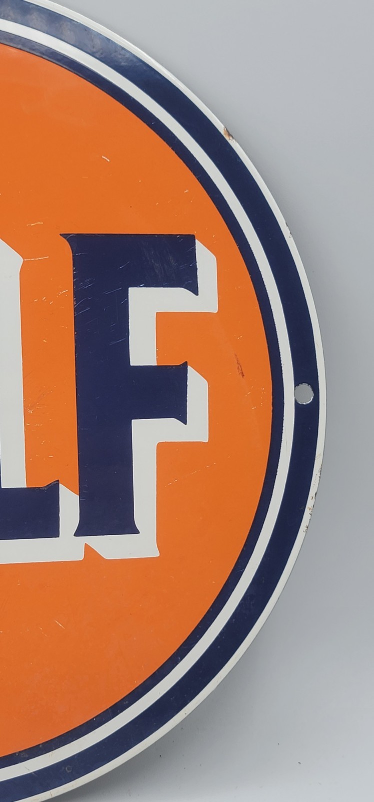 Vintage Gulf Gasoline Oil Porcelain Enameled Metal Sign